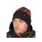 Fox Collection Beanie Hat Black Orange téli sapka