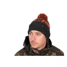 Fox Collection Bobble Beanie Black Orange téli sapka