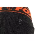 Fox Collection Bobble Beanie Black Orange téli sapka