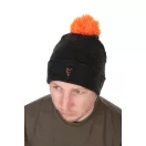 Fox Collection Bobble Hat Black Orange bojtos téli sapka