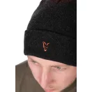 Fox Collection Bobble Hat Black Orange bojtos téli sapka