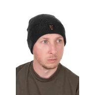 Fox Collection Beanie Hat Black & Orange téli sapka