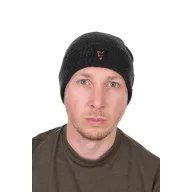 Fox Collection Beanie Hat Black & Orange téli sapka